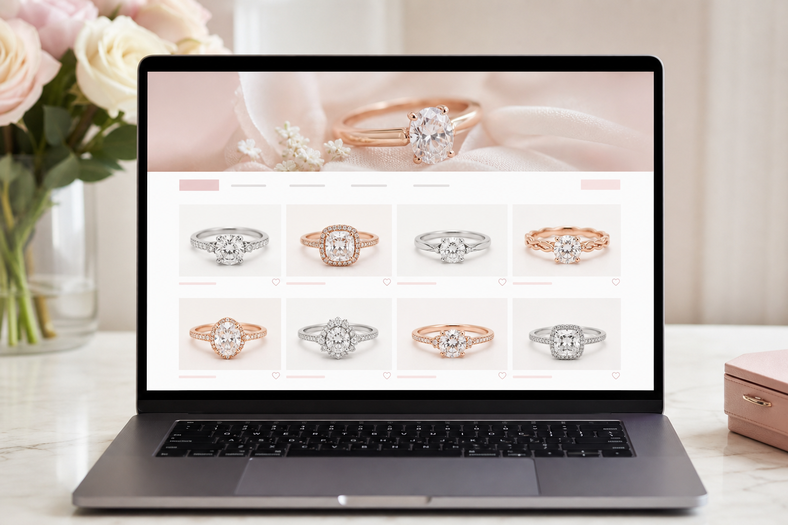 Eternal Brilliance bridal jewelry website mockup