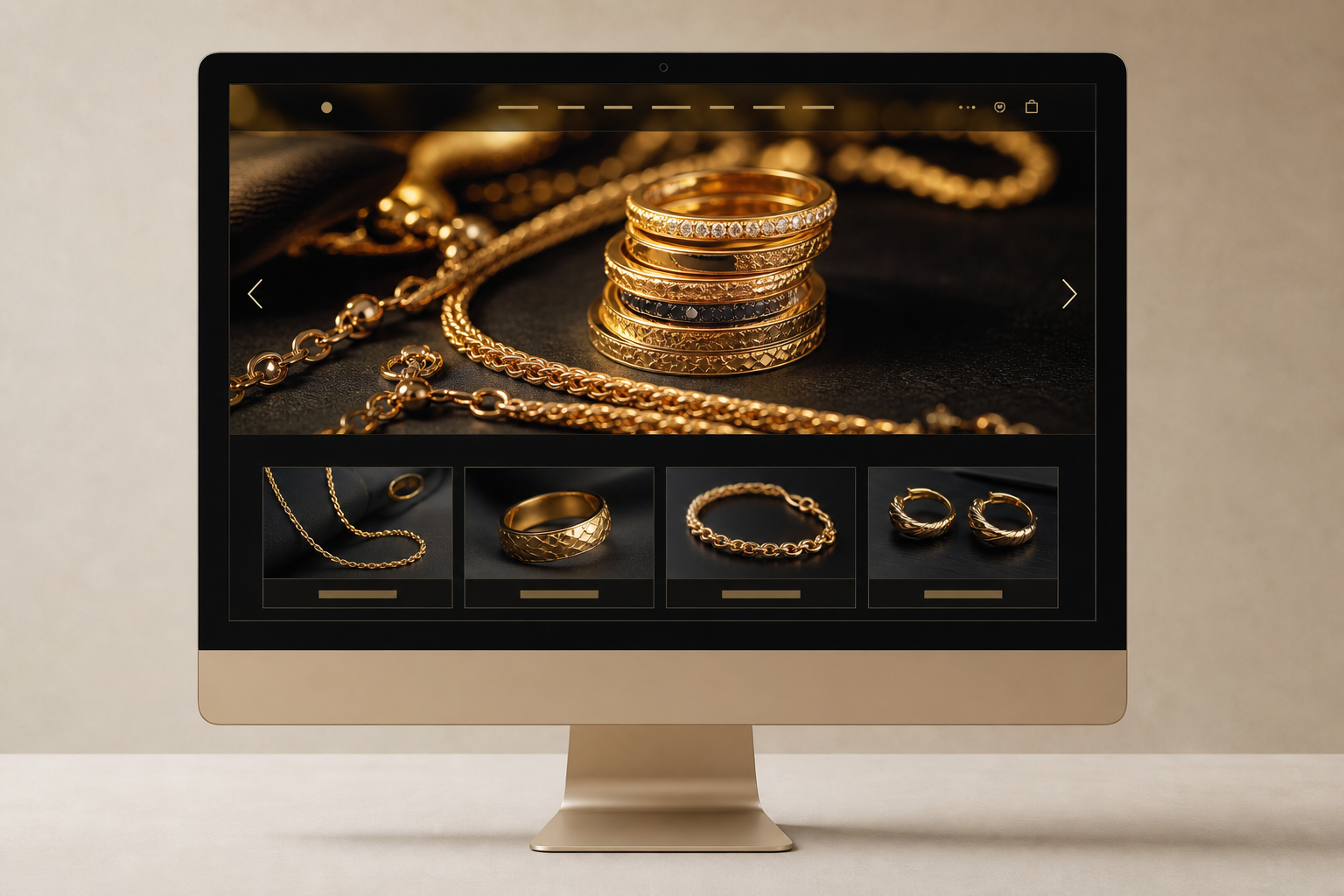 Golden Heritage gold jewelry eCommerce website mockup
